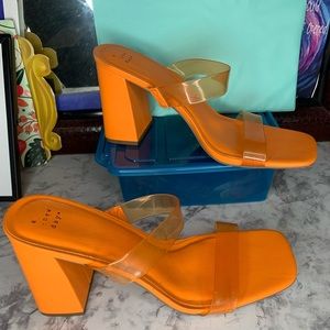 Super comfy, A new day,  neon orange heels size 11 NWOT